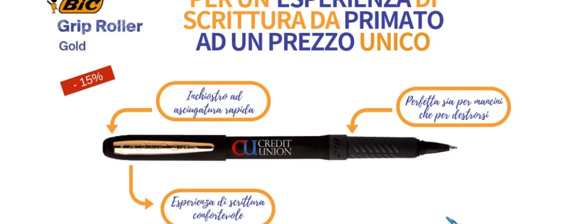 PER UN’ESPERIENZA DI SCRITTURA UNICA PROVA BIC GRIP ROLLER GOLD