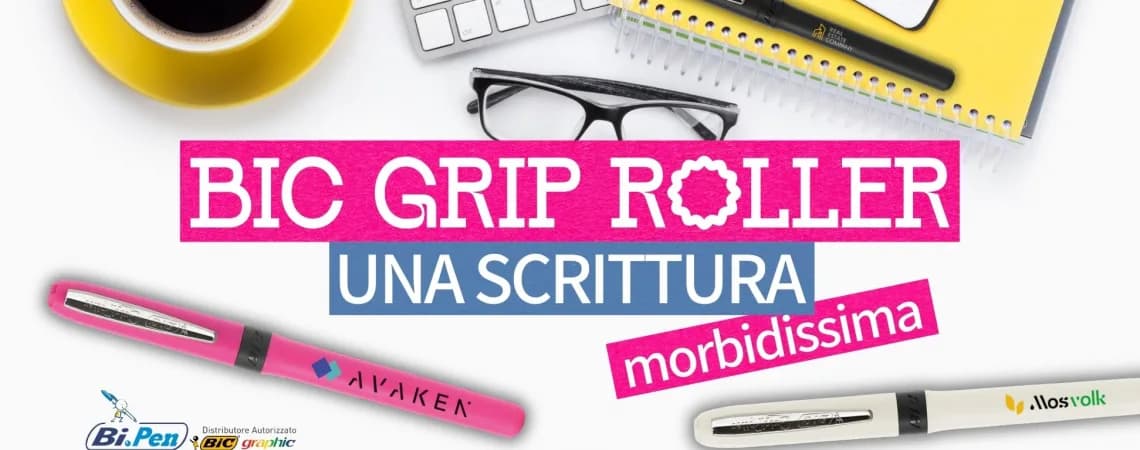 Penne BIC Grip Roller personalizzate: il gadget aziendale pratico, elegante e sempre efficace