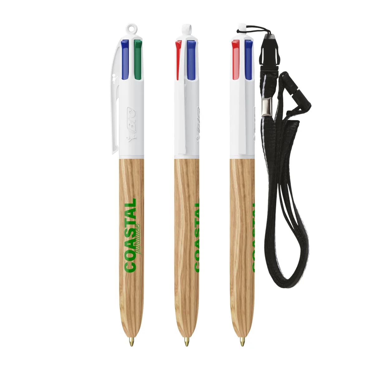BIC® 4 Colours Wood Style + Lanyard